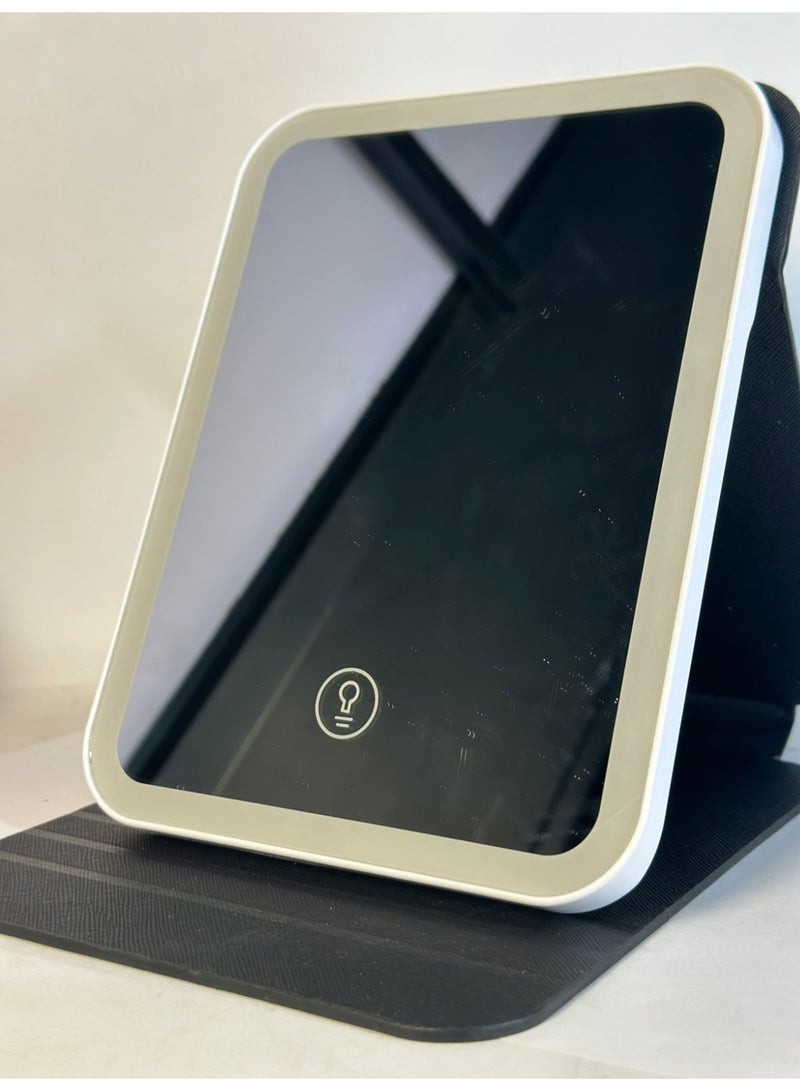 مرايا تجميل - مرآة حسابية أنيقة بإضاءة LED، تعمل بمنفذ USB، تصميم مستطيل، سطح ملون، صغيرة الحجم ومتعددة الاستخدامات للمكياج والعناية الشخصية (قد يختلف اللون) - Image 3